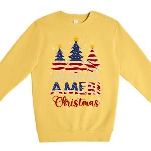 We Wish You Ameri Christmas American Flag Xmas Tree Great Gift Premium Crewneck Sweatshirt