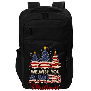 We Wish You Ameri Christmas American Flag Xmas Tree Great Gift Impact Tech Backpack