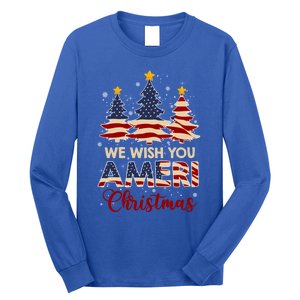 We Wish You Ameri Christmas American Flag Xmas Tree Great Gift Long Sleeve Shirt