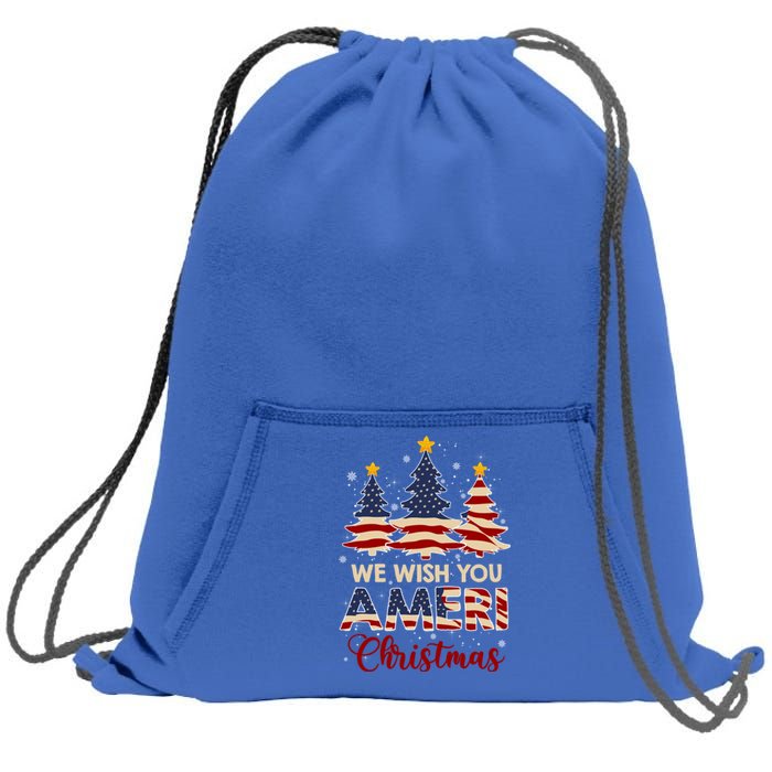 We Wish You Ameri Christmas American Flag Xmas Tree Great Gift Sweatshirt Cinch Pack Bag