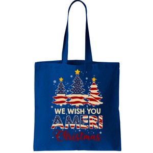 We Wish You Ameri Christmas American Flag Xmas Tree Great Gift Tote Bag