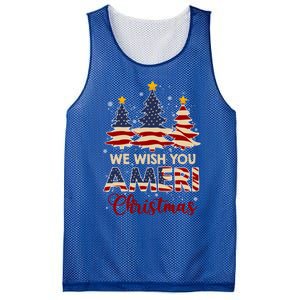 We Wish You Ameri Christmas American Flag Xmas Tree Great Gift Mesh Reversible Basketball Jersey Tank