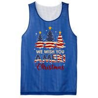 We Wish You Ameri Christmas American Flag Xmas Tree Great Gift Mesh Reversible Basketball Jersey Tank