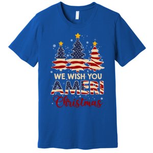 We Wish You Ameri Christmas American Flag Xmas Tree Great Gift Premium T-Shirt