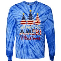 We Wish You Ameri Christmas American Flag Xmas Tree Great Gift Tie-Dye Long Sleeve Shirt