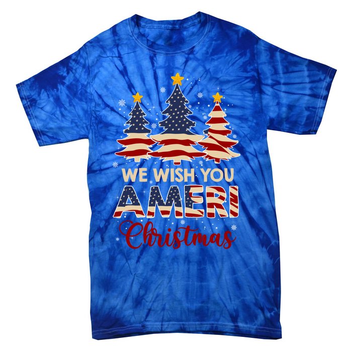 We Wish You Ameri Christmas American Flag Xmas Tree Great Gift Tie-Dye T-Shirt