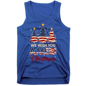 We Wish You Ameri Christmas American Flag Xmas Tree Great Gift Tank Top