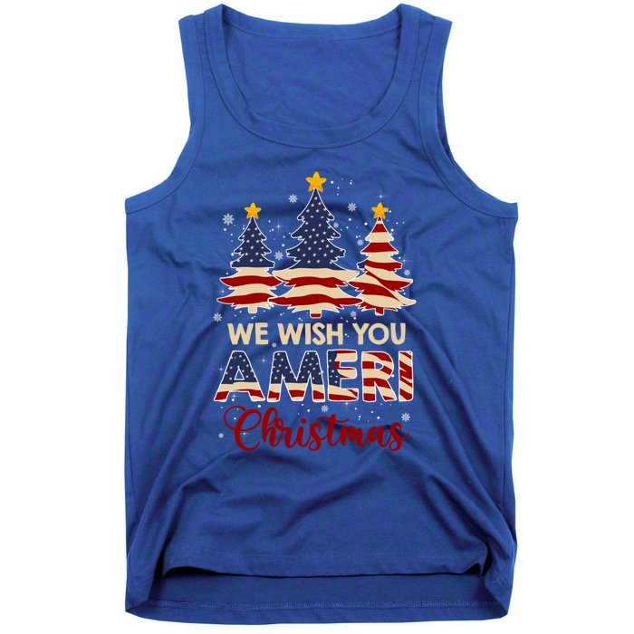 We Wish You Ameri Christmas American Flag Xmas Tree Great Gift Tank Top