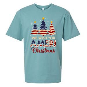 We Wish You Ameri Christmas American Flag Xmas Tree Great Gift Sueded Cloud Jersey T-Shirt