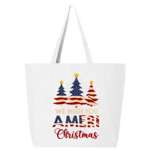 We Wish You Ameri Christmas American Flag Xmas Tree Great Gift 25L Jumbo Tote