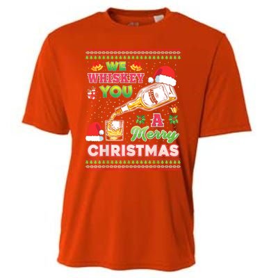 We Whiskey You A Merry Christmas Wish Pajama Ing Santa Gift Cooling Performance Crew T-Shirt