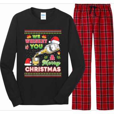 We Whiskey You A Merry Christmas Wish Pajama Ing Santa Gift Long Sleeve Pajama Set