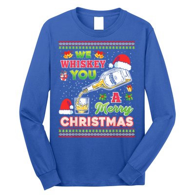 We Whiskey You A Merry Christmas Wish Pajama Ing Santa Gift Long Sleeve Shirt