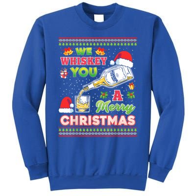 We Whiskey You A Merry Christmas Wish Pajama Ing Santa Gift Sweatshirt