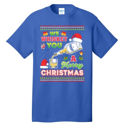 We Whiskey You A Merry Christmas Wish Pajama Ing Santa Gift Tall T-Shirt