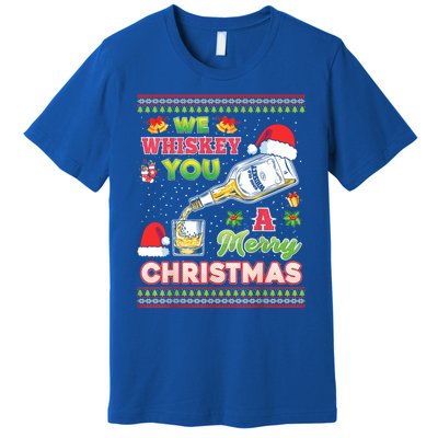 We Whiskey You A Merry Christmas Wish Pajama Ing Santa Gift Premium T-Shirt