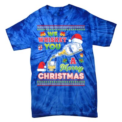 We Whiskey You A Merry Christmas Wish Pajama Ing Santa Gift Tie-Dye T-Shirt