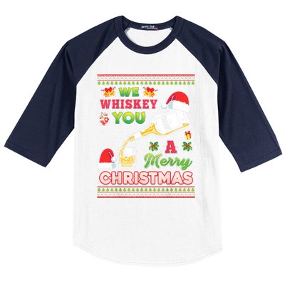 We Whiskey You A Merry Christmas Wish Pajama Ing Santa Gift Baseball Sleeve Shirt