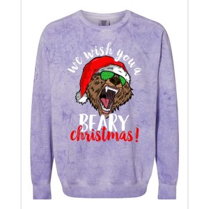 We Wish You A Beary Christmas Santa Bear Xmas Sunglasses Funny Gift Colorblast Crewneck Sweatshirt