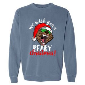 We Wish You A Beary Christmas Santa Bear Xmas Sunglasses Funny Gift Garment-Dyed Sweatshirt