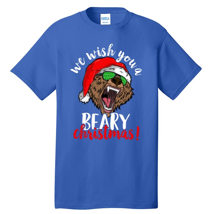 We Wish You A Beary Christmas Santa Bear Xmas Sunglasses Funny Gift Tall T-Shirt