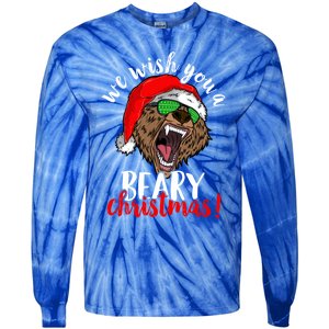 We Wish You A Beary Christmas Santa Bear Xmas Sunglasses Funny Gift Tie-Dye Long Sleeve Shirt