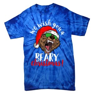 We Wish You A Beary Christmas Santa Bear Xmas Sunglasses Funny Gift Tie-Dye T-Shirt