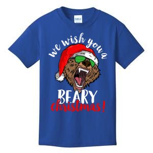 We Wish You A Beary Christmas Santa Bear Xmas Sunglasses Funny Gift Kids T-Shirt