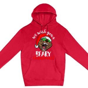 We Wish You A Beary Christmas Santa Bear Xmas Sunglasses Funny Gift Premium Pullover Hoodie