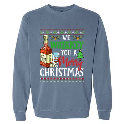 We Whiskey You A Merry Christmas Wish Pajama Ing Cute Gift Garment-Dyed Sweatshirt