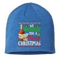 We Whiskey You A Merry Christmas Wish Pajama Ing Cute Gift Sustainable Beanie