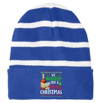 We Whiskey You A Merry Christmas Wish Pajama Ing Cute Gift Striped Beanie with Solid Band