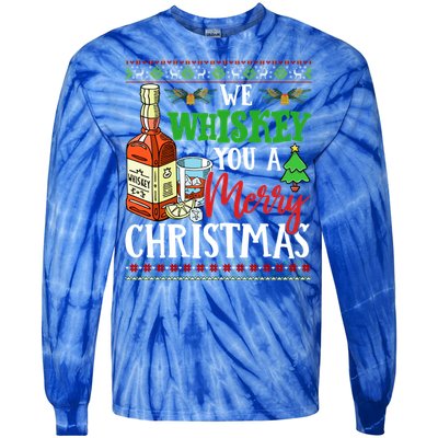 We Whiskey You A Merry Christmas Wish Pajama Ing Cute Gift Tie-Dye Long Sleeve Shirt