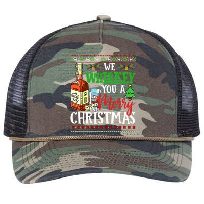 We Whiskey You A Merry Christmas Wish Pajama Ing Cute Gift Retro Rope Trucker Hat Cap