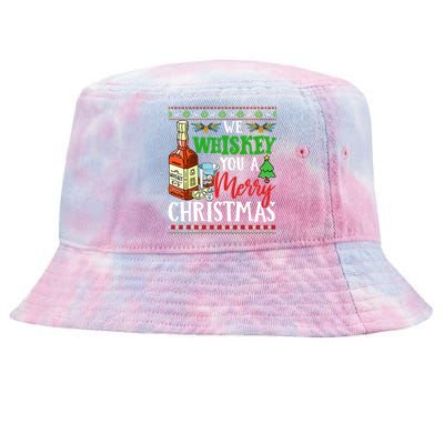 We Whiskey You A Merry Christmas Wish Pajama Ing Cute Gift Tie-Dyed Bucket Hat