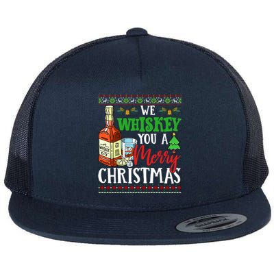 We Whiskey You A Merry Christmas Wish Pajama Ing Cute Gift Flat Bill Trucker Hat