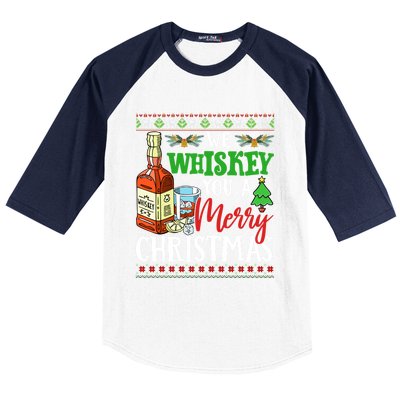 We Whiskey You A Merry Christmas Wish Pajama Ing Cute Gift Baseball Sleeve Shirt