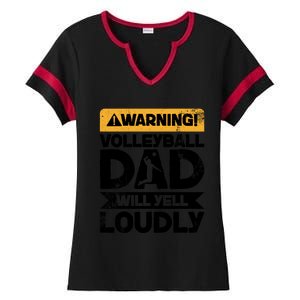 Warning Will Yell Loudly Volleyball Dad Gift Ladies Halftime Notch Neck Tee