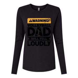 Warning Will Yell Loudly Volleyball Dad Gift Womens Cotton Relaxed Long Sleeve T-Shirt