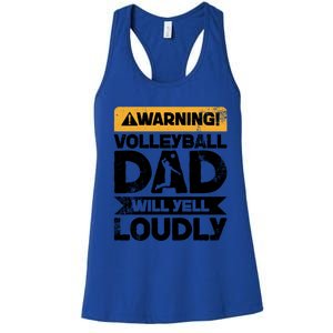 Warning Will Yell Loudly Volleyball Dad Gift Women's Racerback Tank