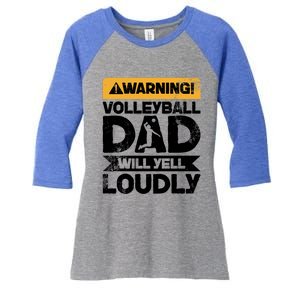 Warning Will Yell Loudly Volleyball Dad Gift Women's Tri-Blend 3/4-Sleeve Raglan Shirt