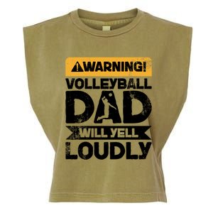 Warning Will Yell Loudly Volleyball Dad Gift Garment-Dyed Women's Muscle Tee