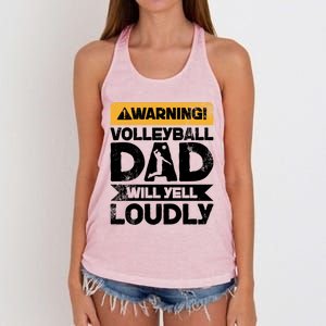 Warning Will Yell Loudly Volleyball Dad Gift Women's Knotted Racerback Tank