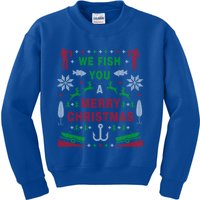 We Wish You A Merry Christmas Fishing Santa Claus Xmas Funny Gift Kids Sweatshirt