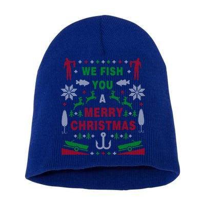 We Wish You A Merry Christmas Fishing Santa Claus Xmas Funny Gift Short Acrylic Beanie