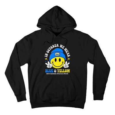 We Wear Yellow Blue Smile Face For Down Syndrome Awareness Hoodie