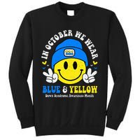 We Wear Yellow Blue Smile Face For Down Syndrome Awareness Sweatshirt