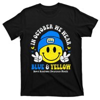 We Wear Yellow Blue Smile Face For Down Syndrome Awareness T-Shirt