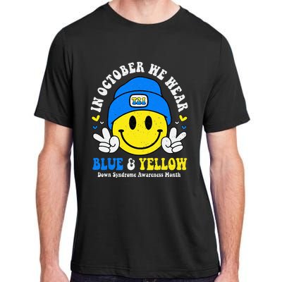 We Wear Yellow Blue Smile Face For Down Syndrome Awareness Adult ChromaSoft Performance T-Shirt