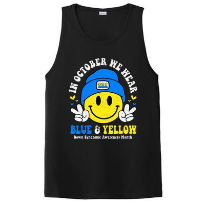 We Wear Yellow Blue Smile Face For Down Syndrome Awareness PosiCharge Competitor Tank